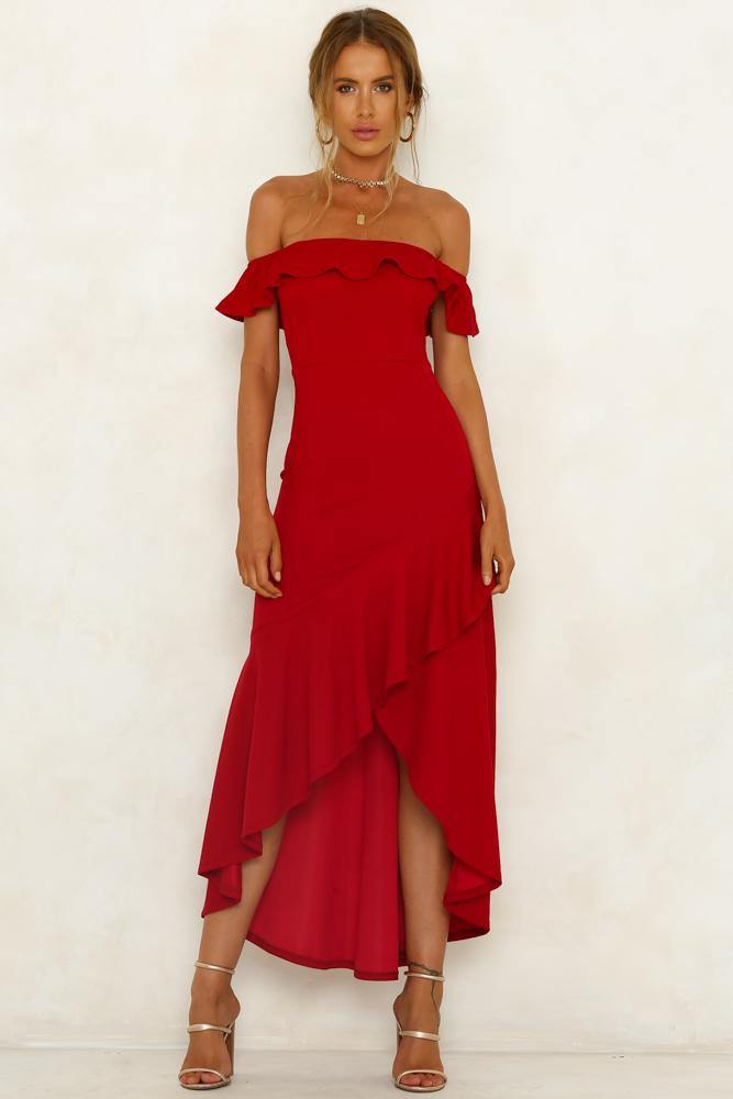 Heart On The Line Maxi Dress Red