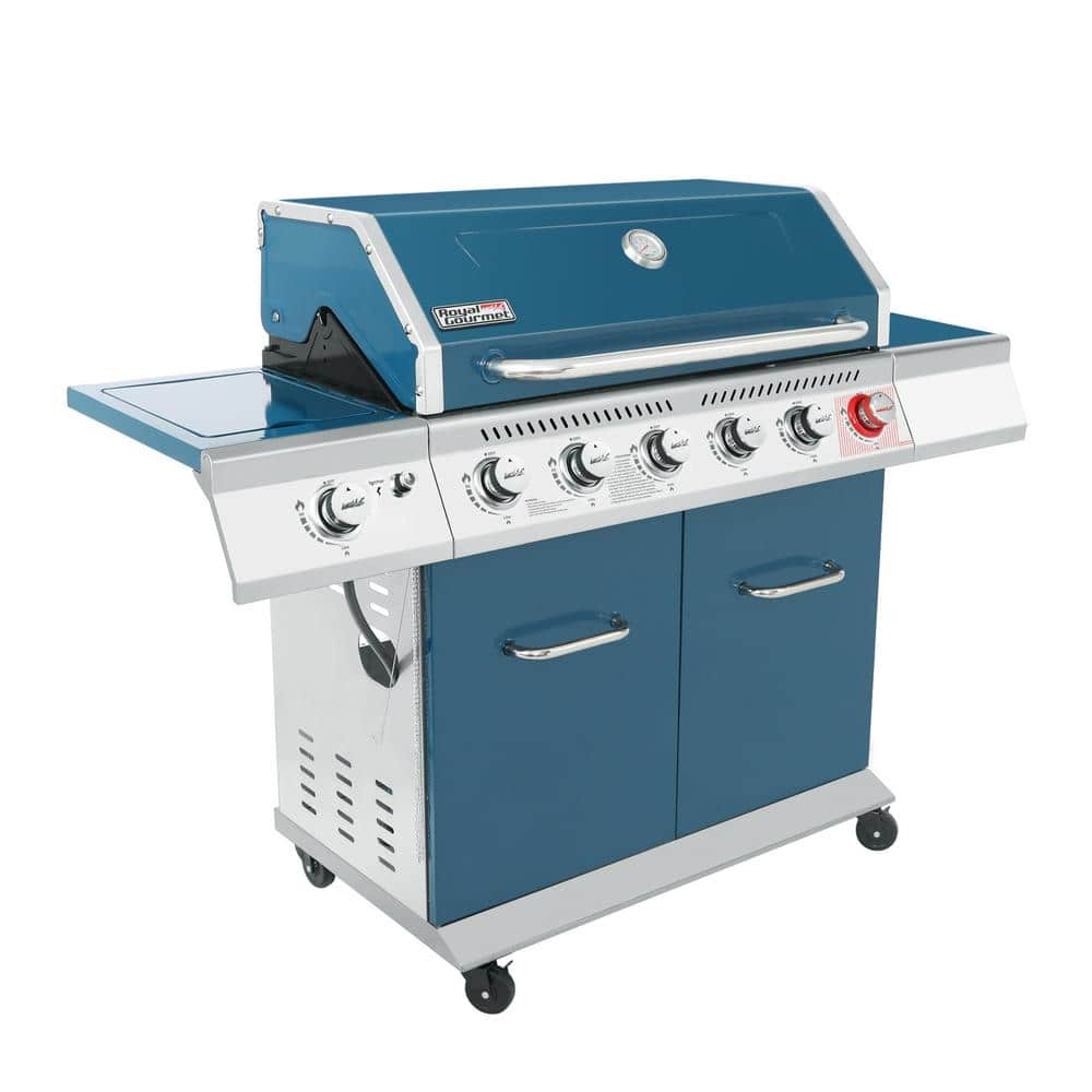 Royal Gourmet 6-Burner Propane Gas Grill in Blue with Sear Burner and Side Burner GA6402B