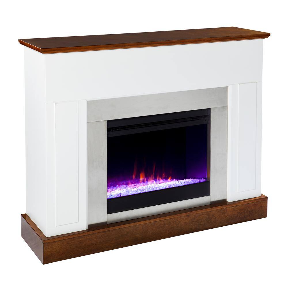 Southern Enterprises Helsa 50 in. Color Changing Electric Fireplace in White HD212722