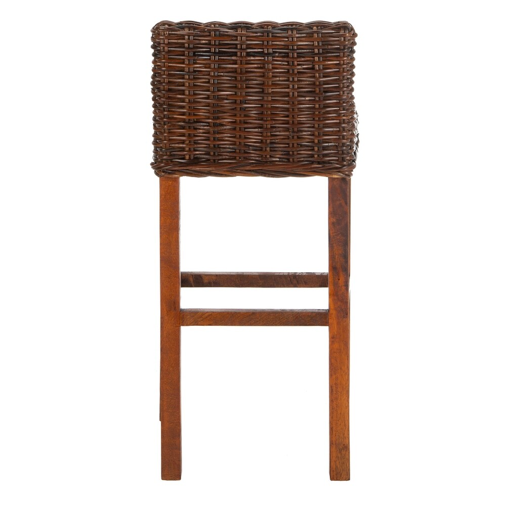 SAFAVIEH 30  Inch St. Thomas Indoor Wicker Brown Bar Stool   17.7\