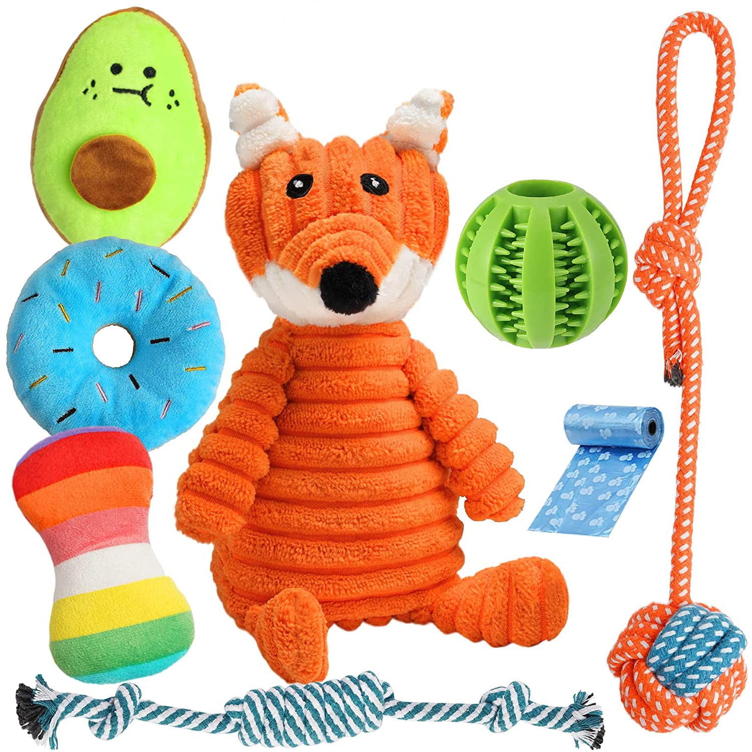 Puppy Toys for Small Dogs， Puppy Chew Toys， Squeaky Toys for Dog， Treat Ball and Rope Toys