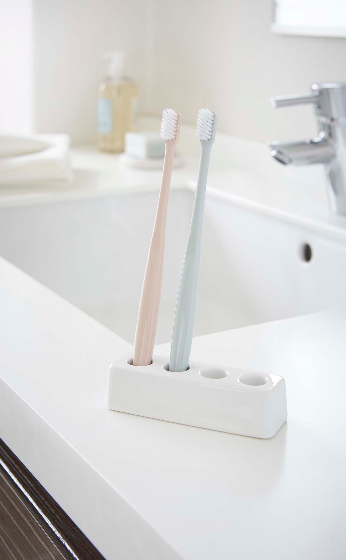 Plain Rectangular Ceramic Toothbrush Stand in Various Colors