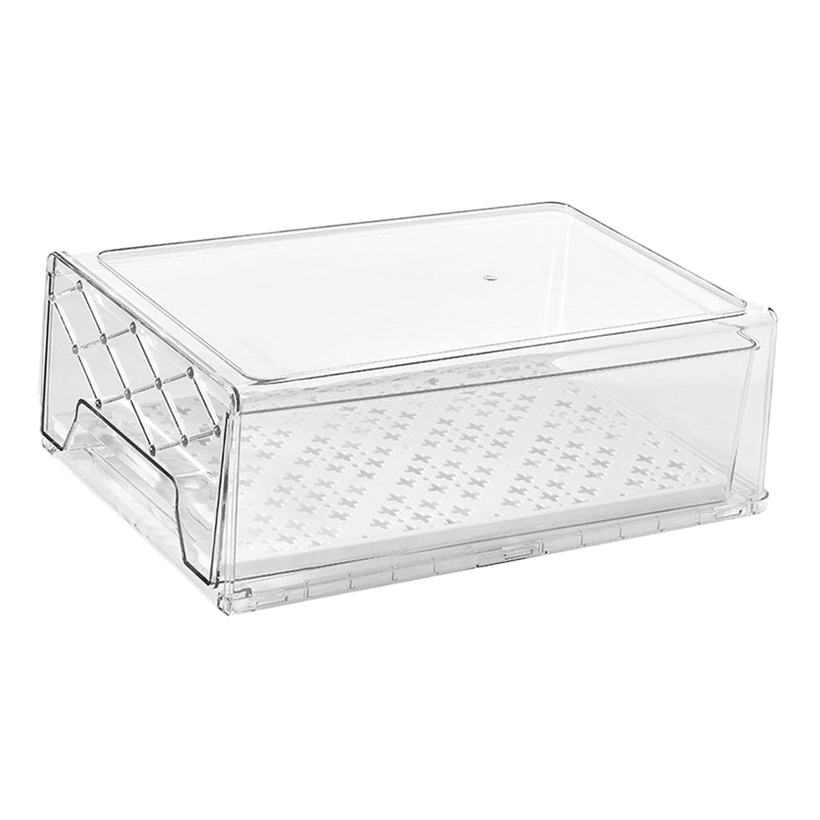 Fridge Drawers Pull Out Clear Refrigerator Organizer For Kitchen Countertops L With Drain Tray