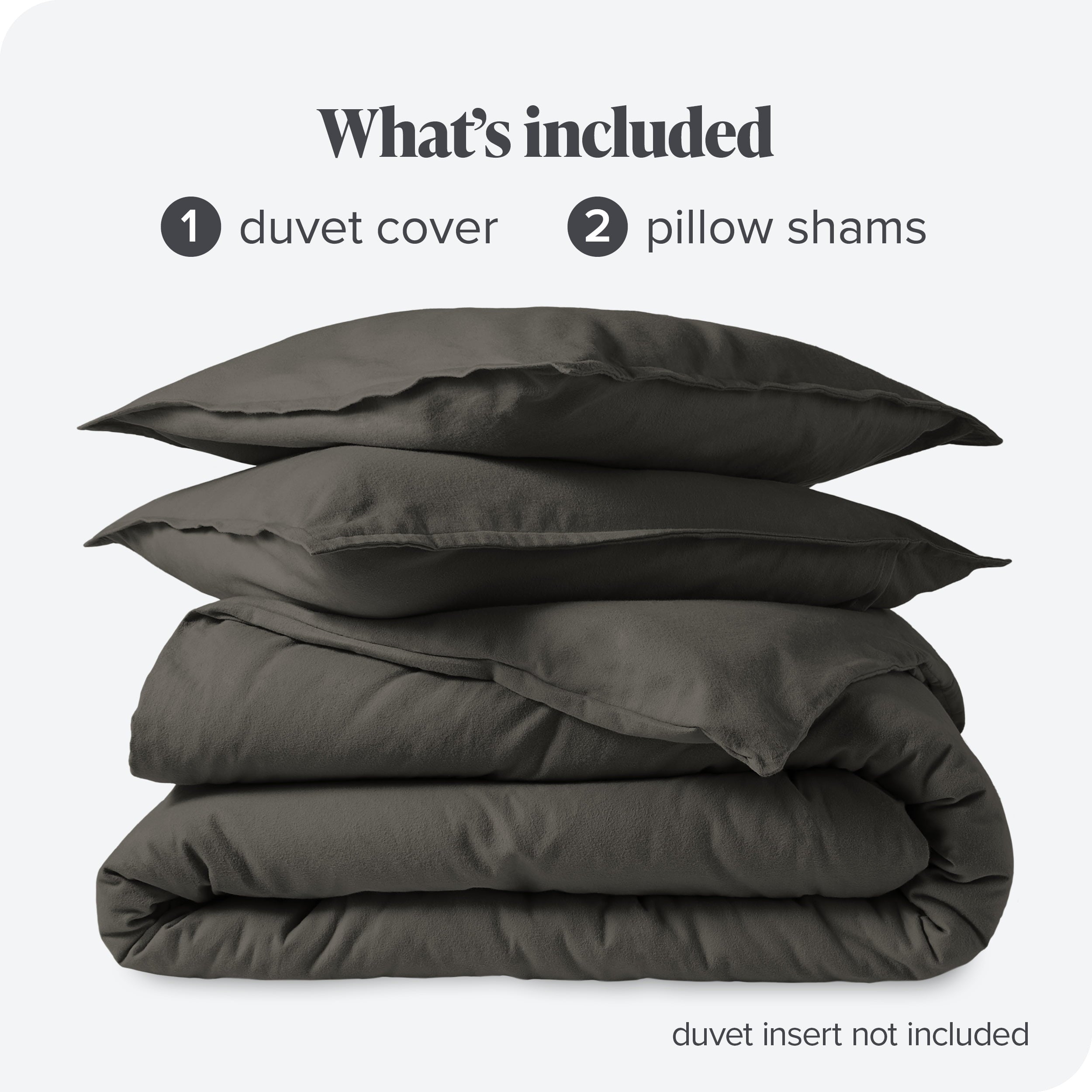 Bare Home 100% Cotton Flannel Duvet Cover and Sham Set， Full/Queen， Gray