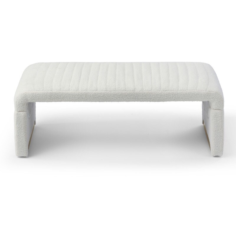 Modern Entryway Bench  Upholstered Sherpa Fabric End of Bed Bench