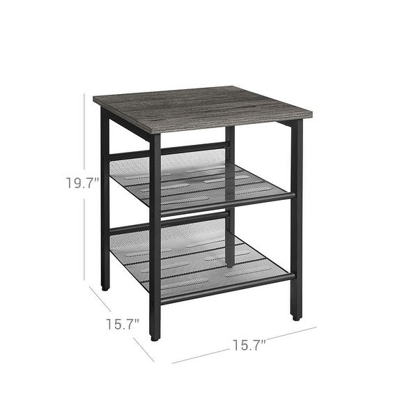 Industrial Nightstand， Set of 2 Side Tables， End Table with Adjustable Mesh Shelves， for Living Room， Bedroom