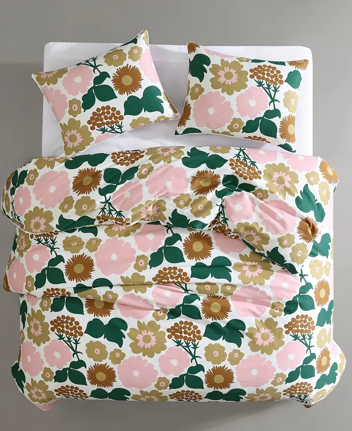 Marimekko Pieni Kukkatori Cotton 3 Piece Duvet Cover Set， Full Queen