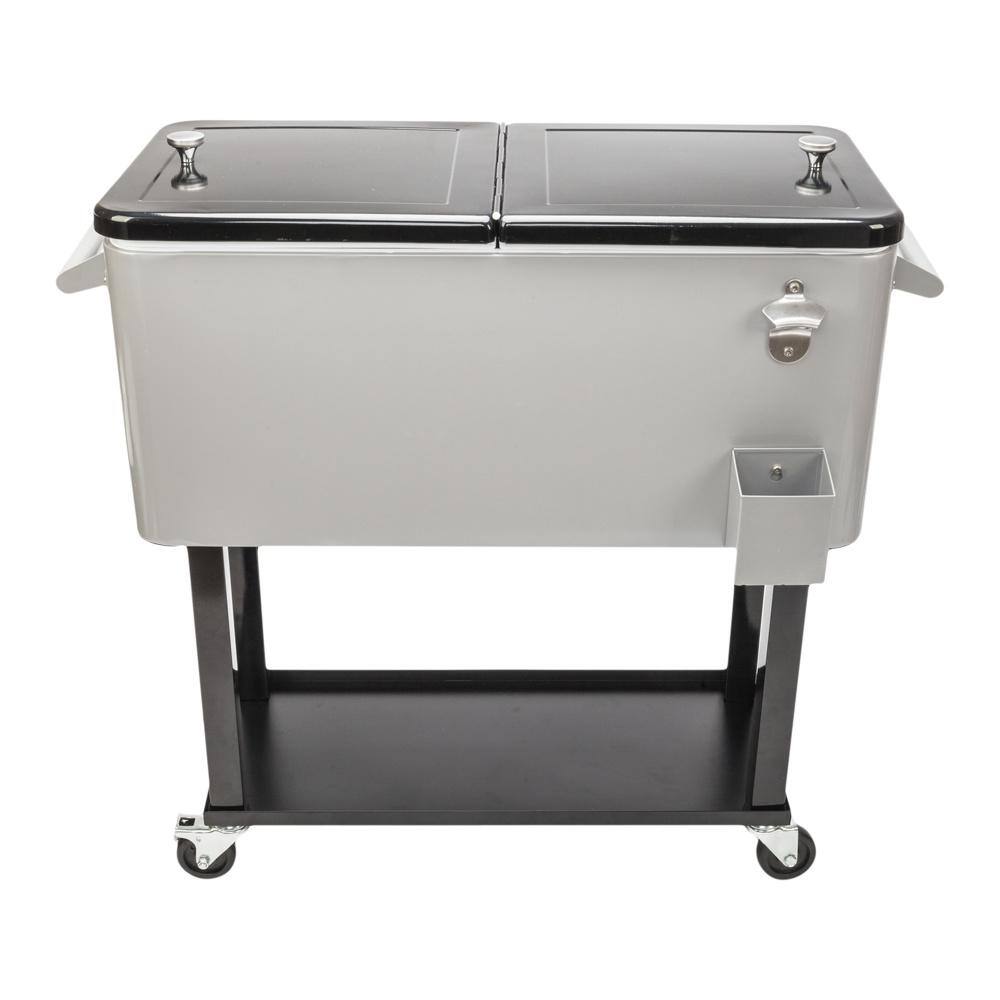 Movisa 80 qt. Outdoor Rolling Party Iron Spray Cooler Cart Ice Bee Chest Patio Warm Shelf Y-MVDOUTV