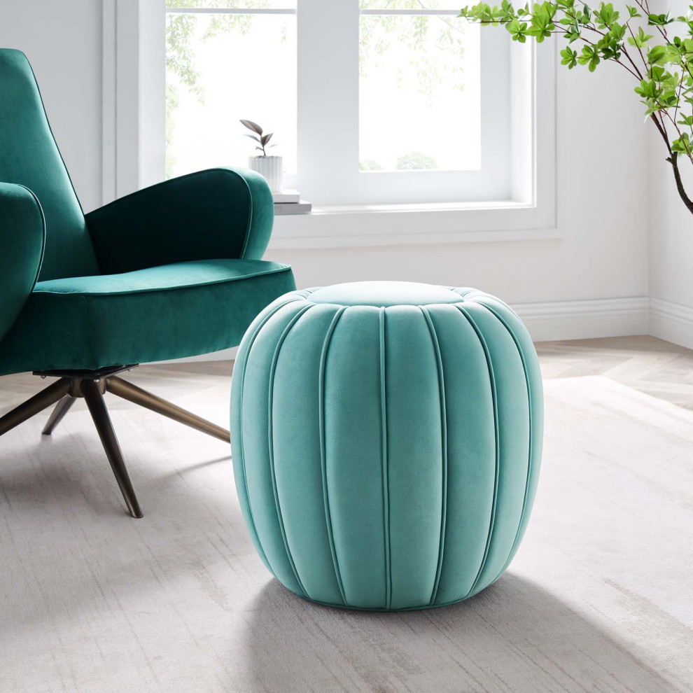 Celebrate Channel Tufted Performance Velvet Ottoman   Contemporary   Footstools And Ottomans   by Modway  Houzz