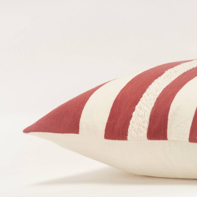 Oversize Striped Poly Filled Square Throw Pillow Crimson Rizzy Home