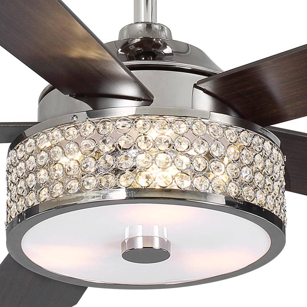 Home Decorators Collection Montclaire 52 in LED Polished Nickel Ceiling Fan with Light Kit and Remote Control