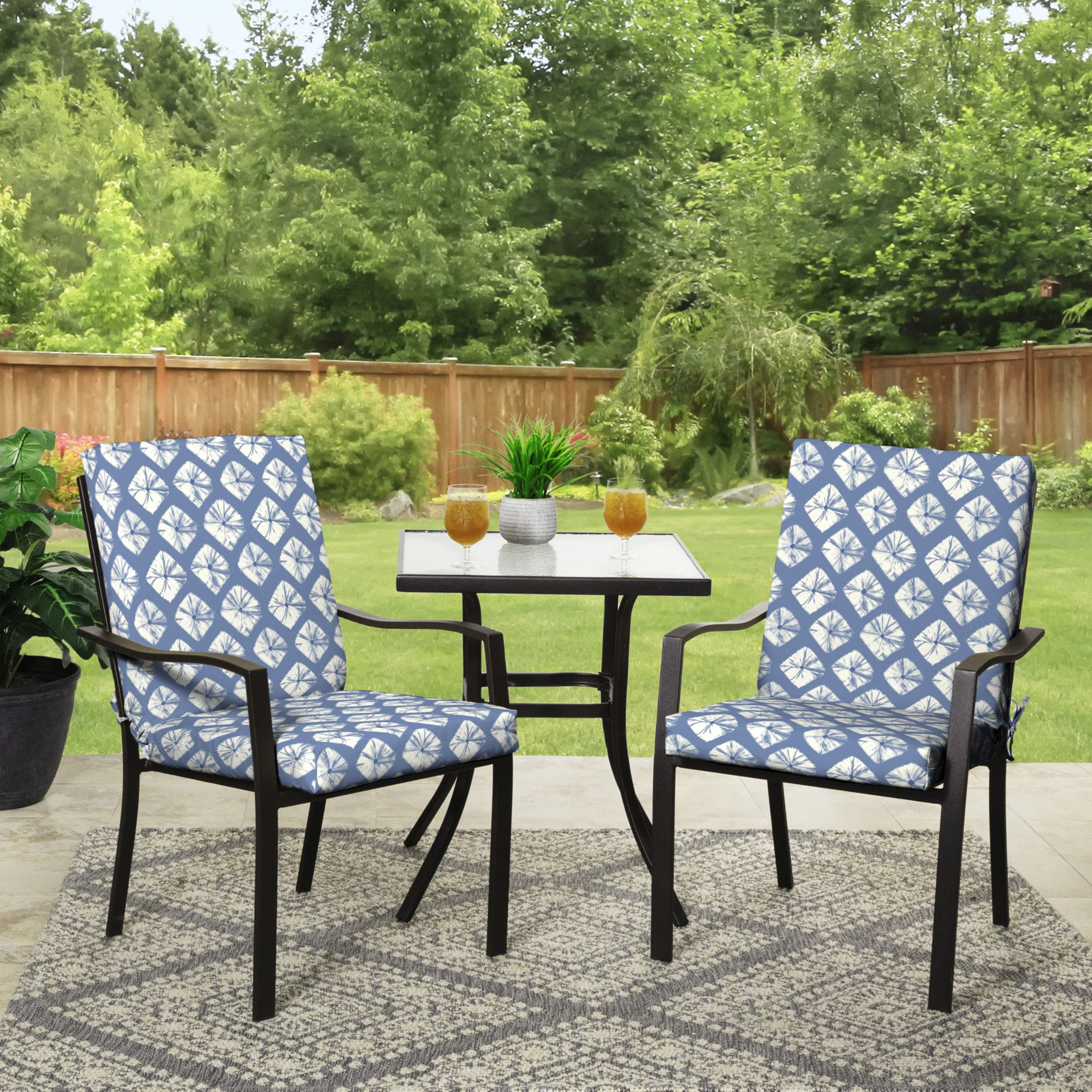 Mainstays 43" x 20" Blue Sand Dollar Rectangle Outdoor Patio Chair Cushion, 1 Piece