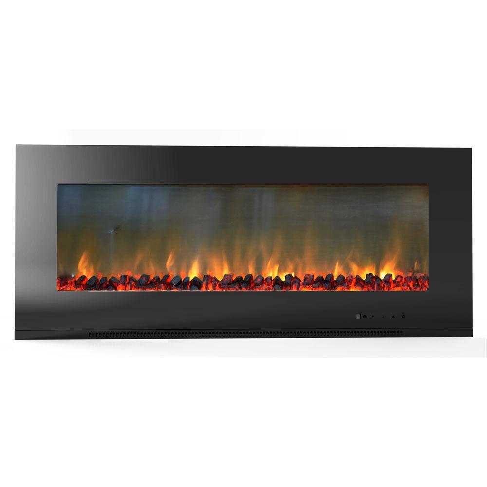 Cambridge Metropolitan 56 in. Wall-Mount Electic Fireplace in Black CAM56WMEF-2BLK