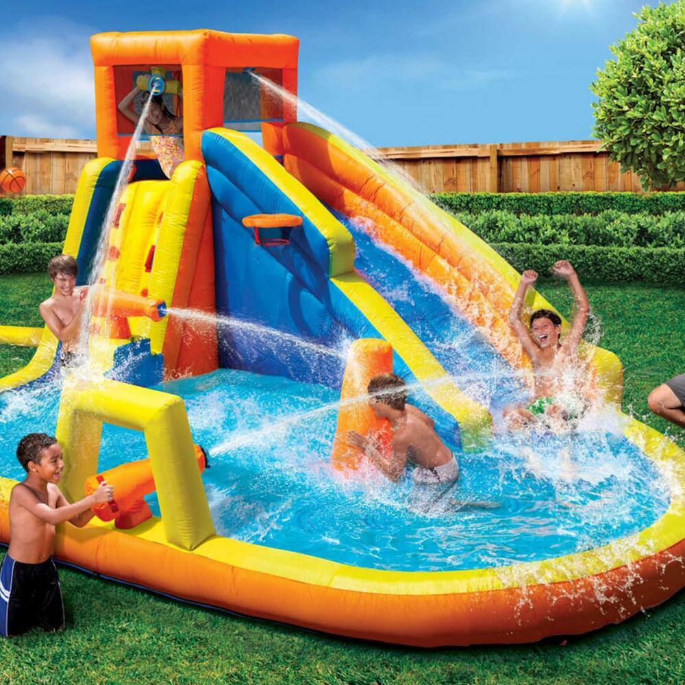 BANZAI Inflatable Battle Blast Adventure Park wBlower Motor  3 Water Cannons BAN-90341