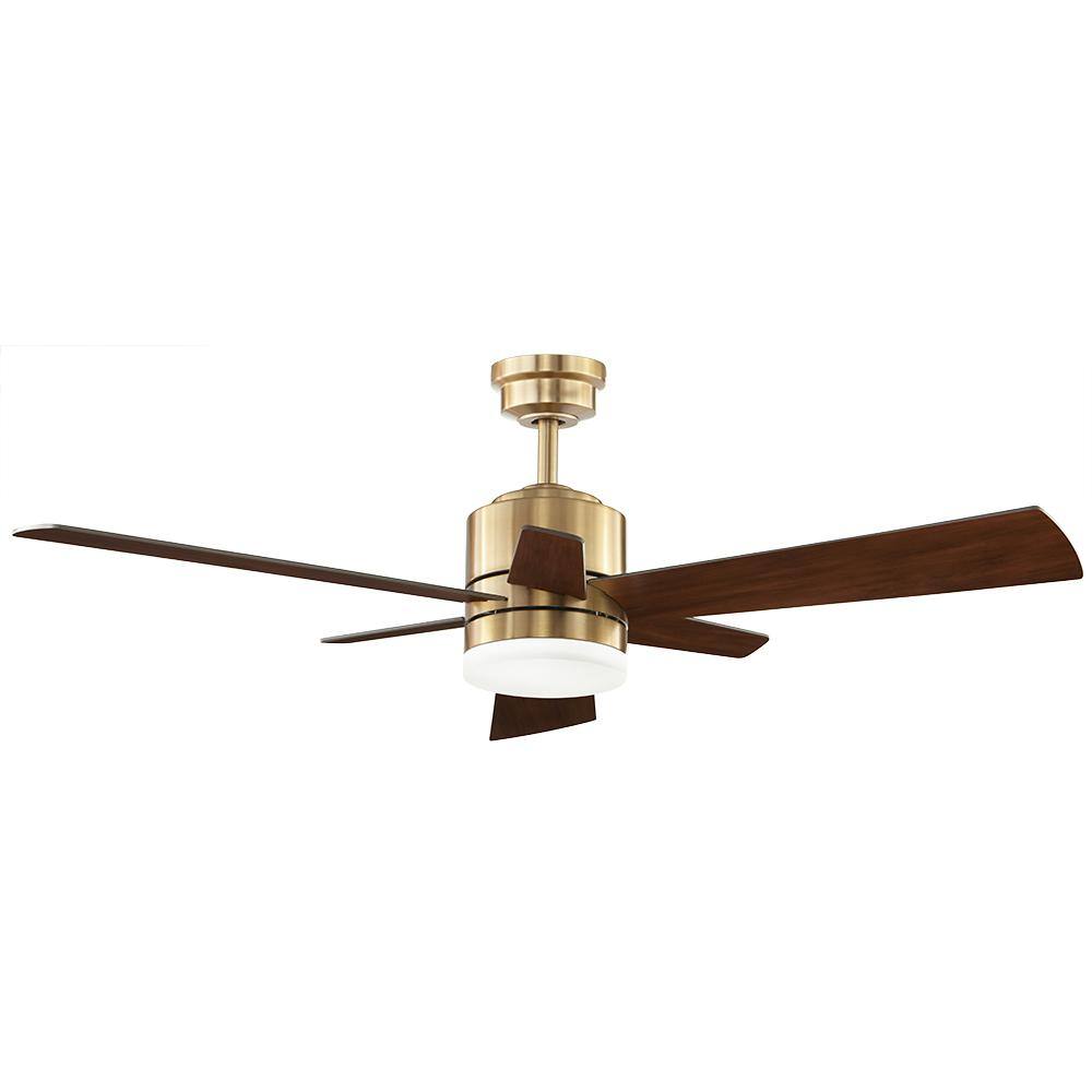 Home Decorators Collection Hexton 52 in. Indoor Integrated LED Brushed Gold Ceiling Fan with Light Kit Remote Control and 6 Reversible Blades 56024