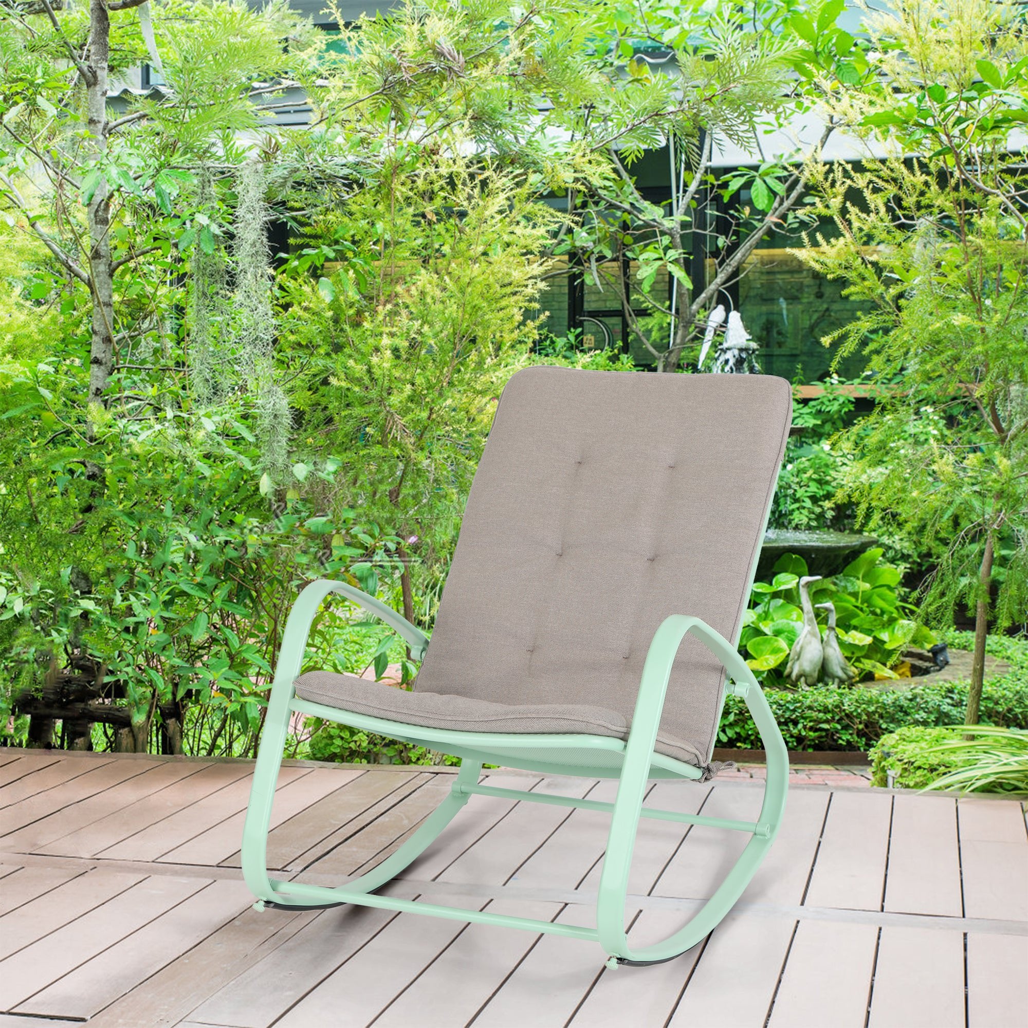 Sophia & William Outdoor Padded Rocking Chairs with Green E-coated Steel Frame