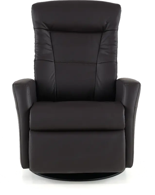 Grove Brown Large Leather Swivel Glider Power Recliner with Adjustable Headrest