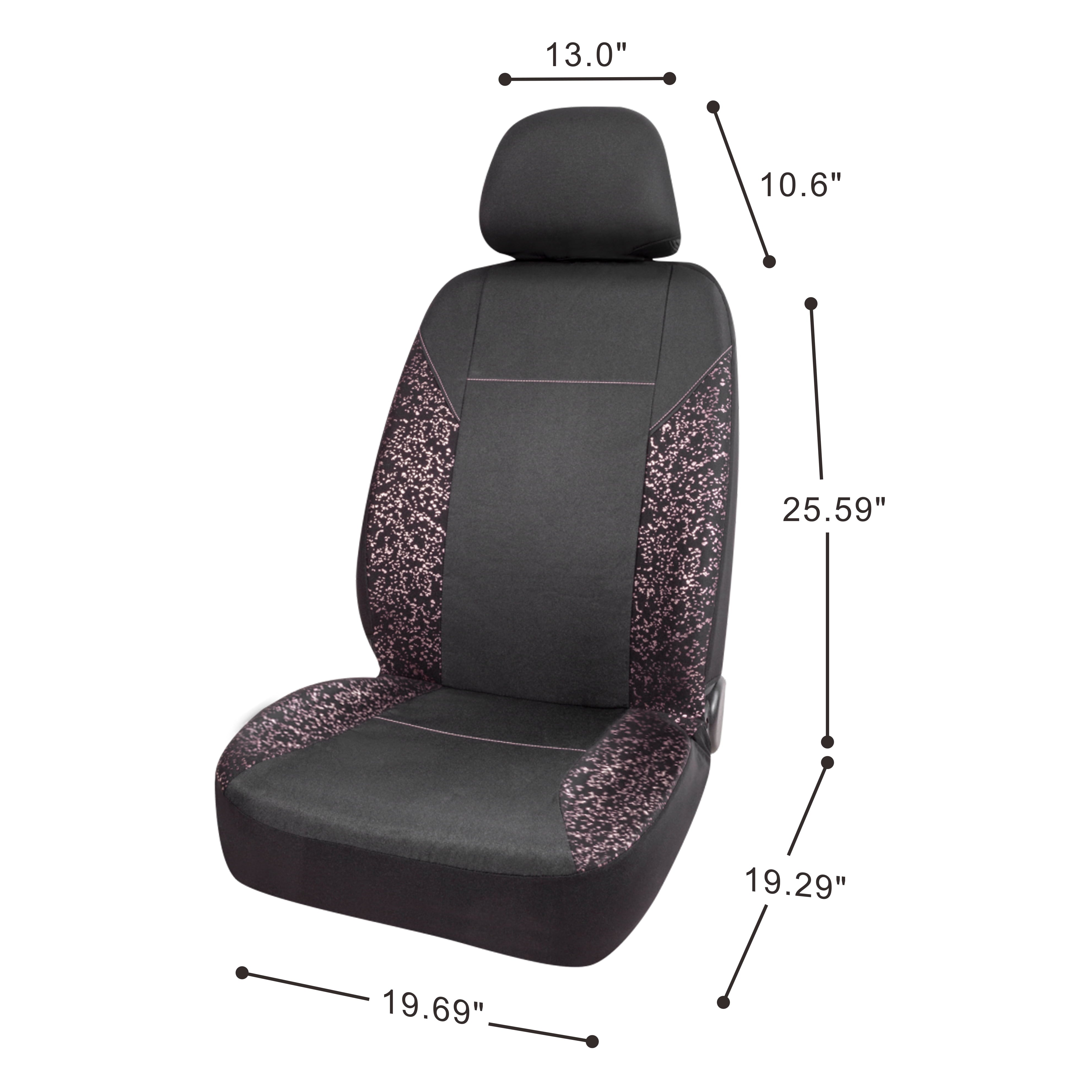 Auto Drive 5 Piece Pink Splatter Seat Cover Kit Polyester Black - Universal Fit， 1903SC91