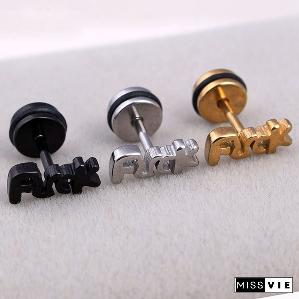 3 styles 2pc Unisex Fashion Stainless Steel Letter Ear Stud Earrings Women Men Accessories Piercing Jewelry