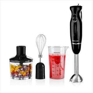 OVENTE Ultra-Stick 2-Speed Black Hand Immersion Blender Set with Whisk+Beaker+Chopper HS565B