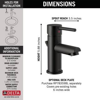 Delta Modern Project-Pack Single Hole Single-Handle Bathroom Faucet in Matte Black 559LF-BLGPM-PP