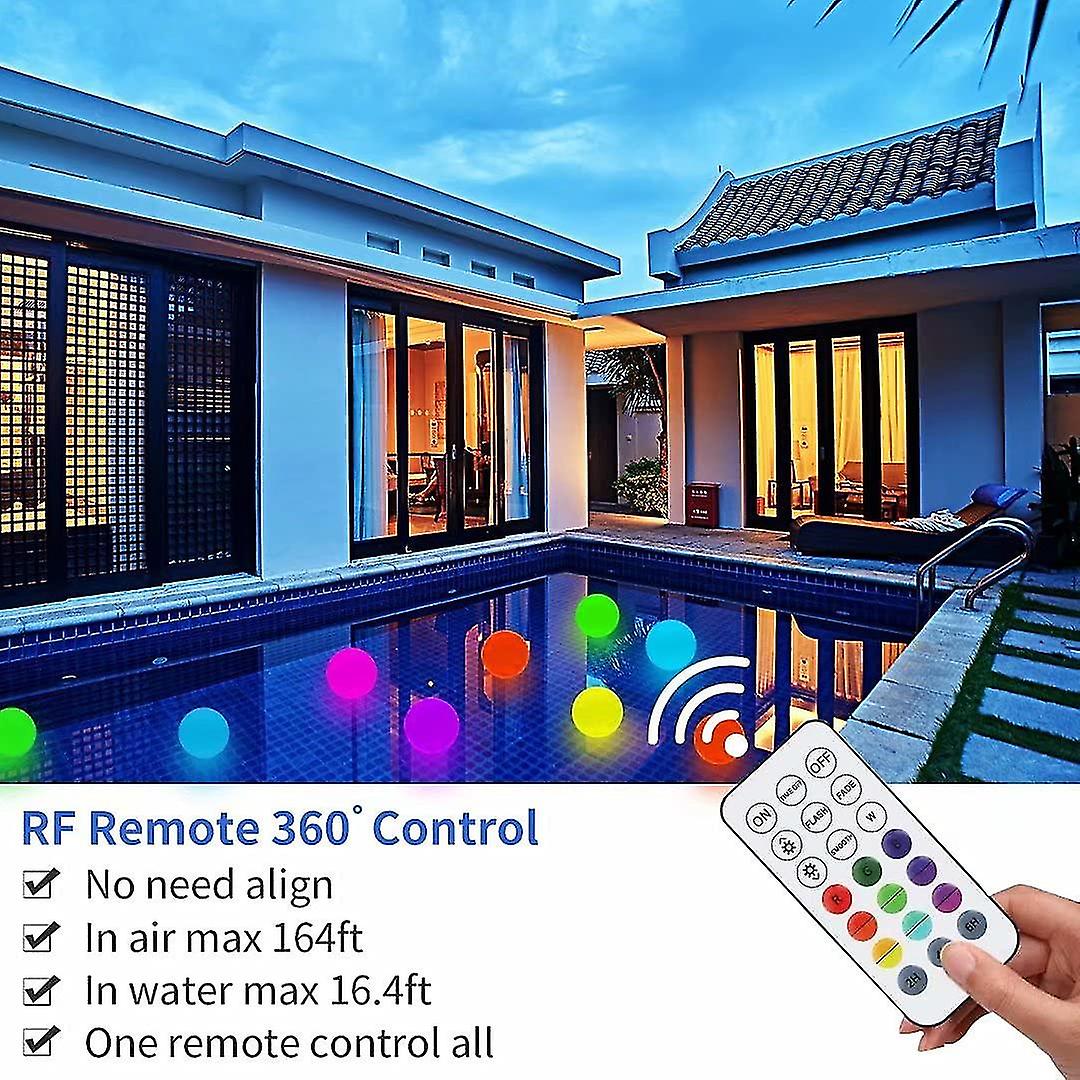 Floating Pool Lights， 16 Colors Led Glow Pool Ball Lights With Remote， Waterproof Light Up Pool