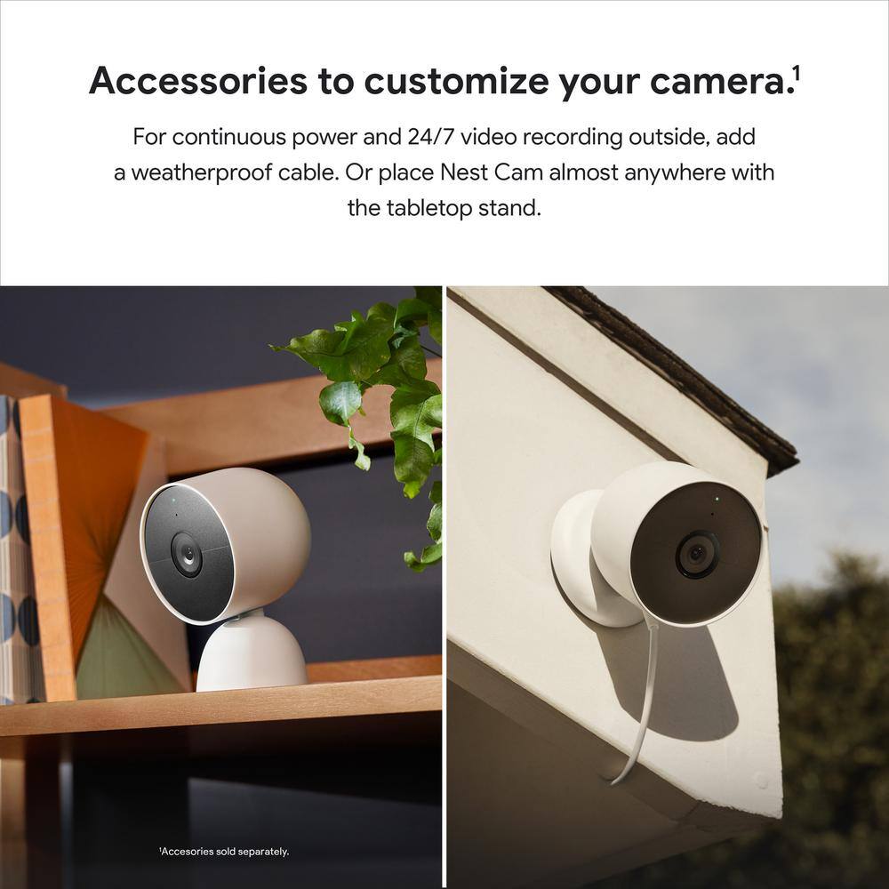 Google Nest Cam (Battery) - Outdoor or Indoor Security Camera (2-Pack) + Additional Charge Cable (1M) GA03779