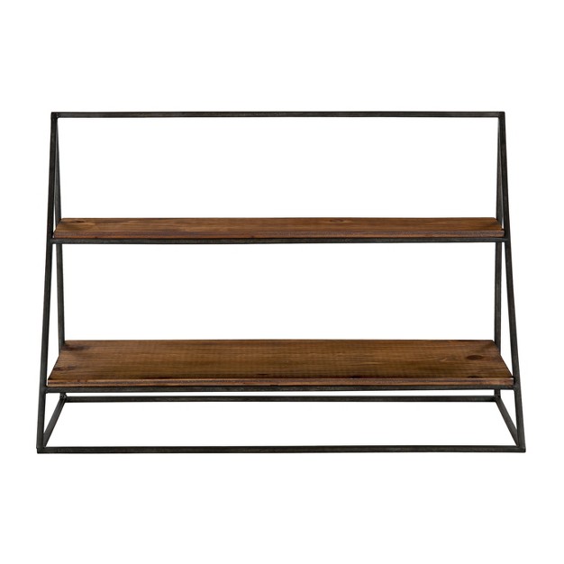 Kate And Laurel Lander Rectangle Metal Accent Shelf 24x8x16 Brown