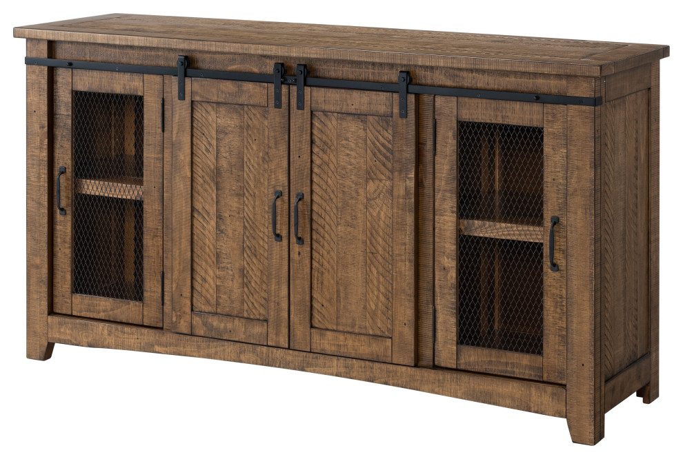 Aspen 65 inch Solid Wood Sliding Barn Door TV Stand   Farmhouse   Entertainment Centers And Tv Stands   by Martin Svensson Home  Houzz