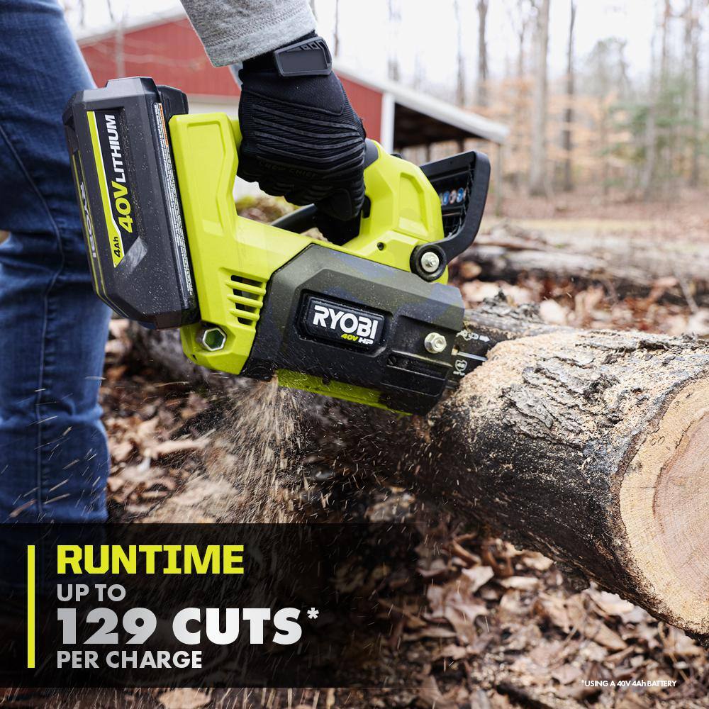 RYOBI 40V HP Brushless 12 in. Top Handle Battery Chainsaw with 4.0 Battery and Charger RY40590