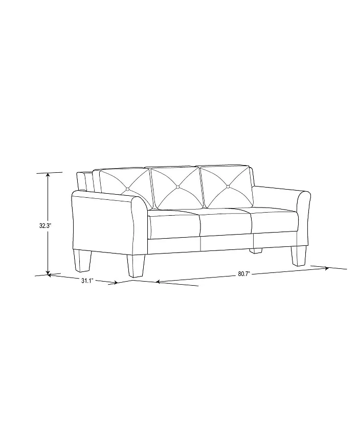 Lifestyle Solutions Harvard Sofa with Rolled Arms