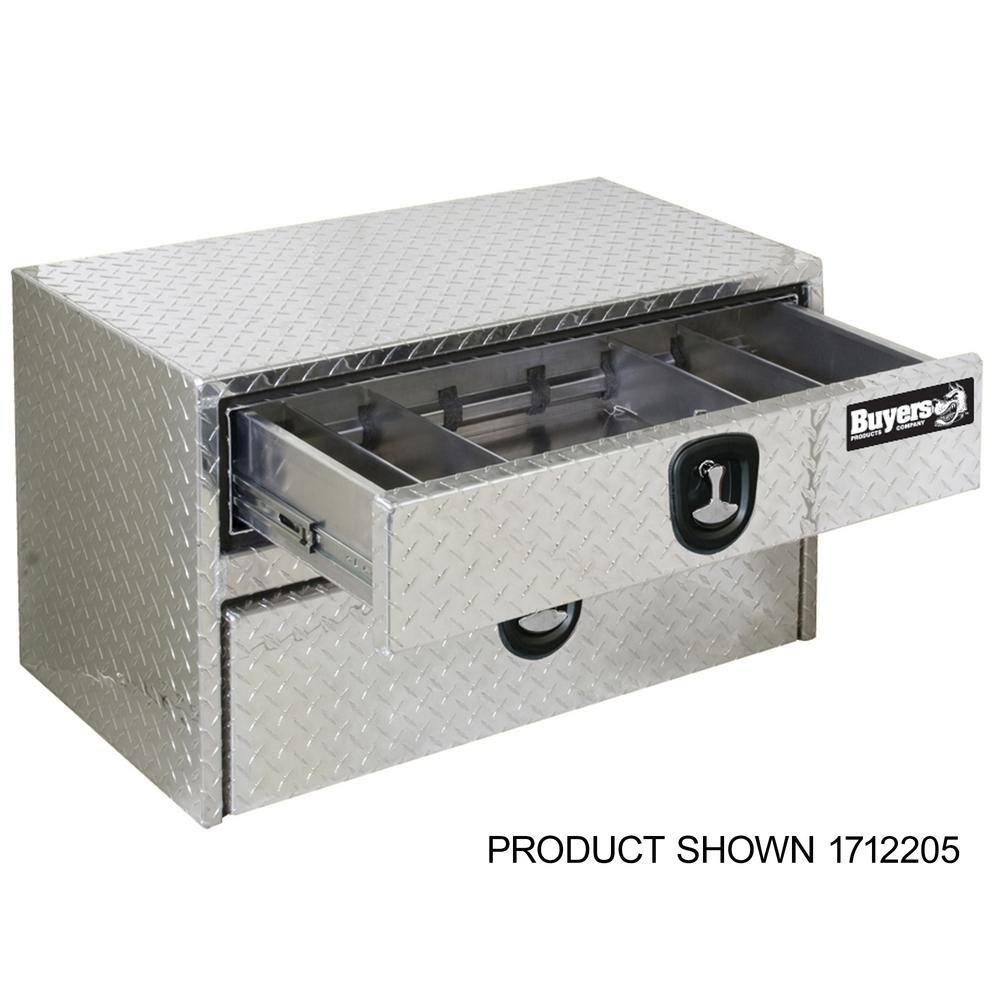 Buyers Products Company 20 in. x 18 in. x 48 in. Diamond Plate Tread Aluminum Underbody Truck Tool Box with Drawer 1712210