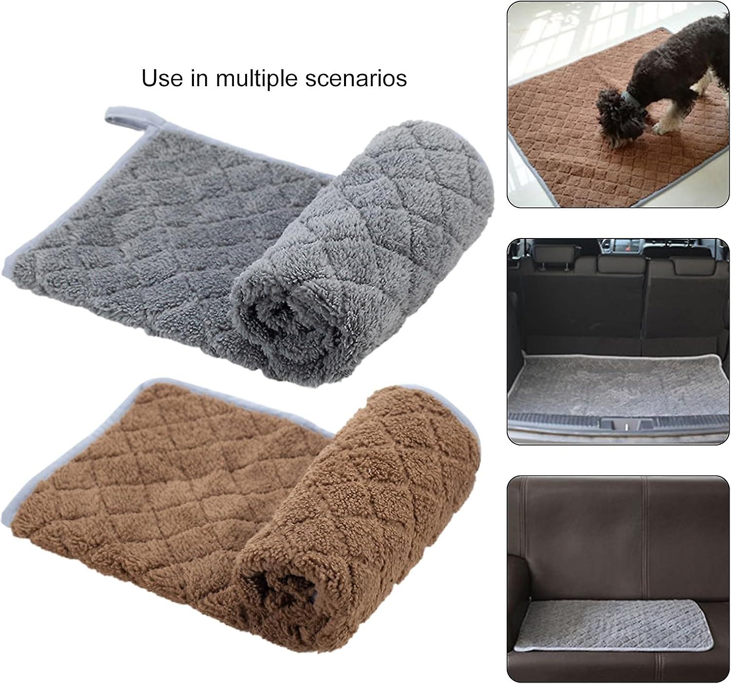 Pet Mat， Machine Washable， Heat Pressed Plaid Pattern， Fine Stitched Cord， Super Soft， Warm Pet Cushion， Coffee， M