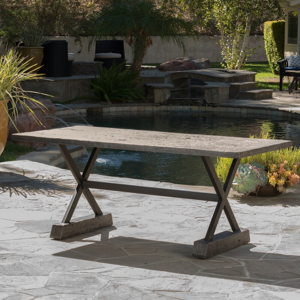 Numana Outdoor Lightweight Concrete Dining Table by Christopher Knight Home   70.00\