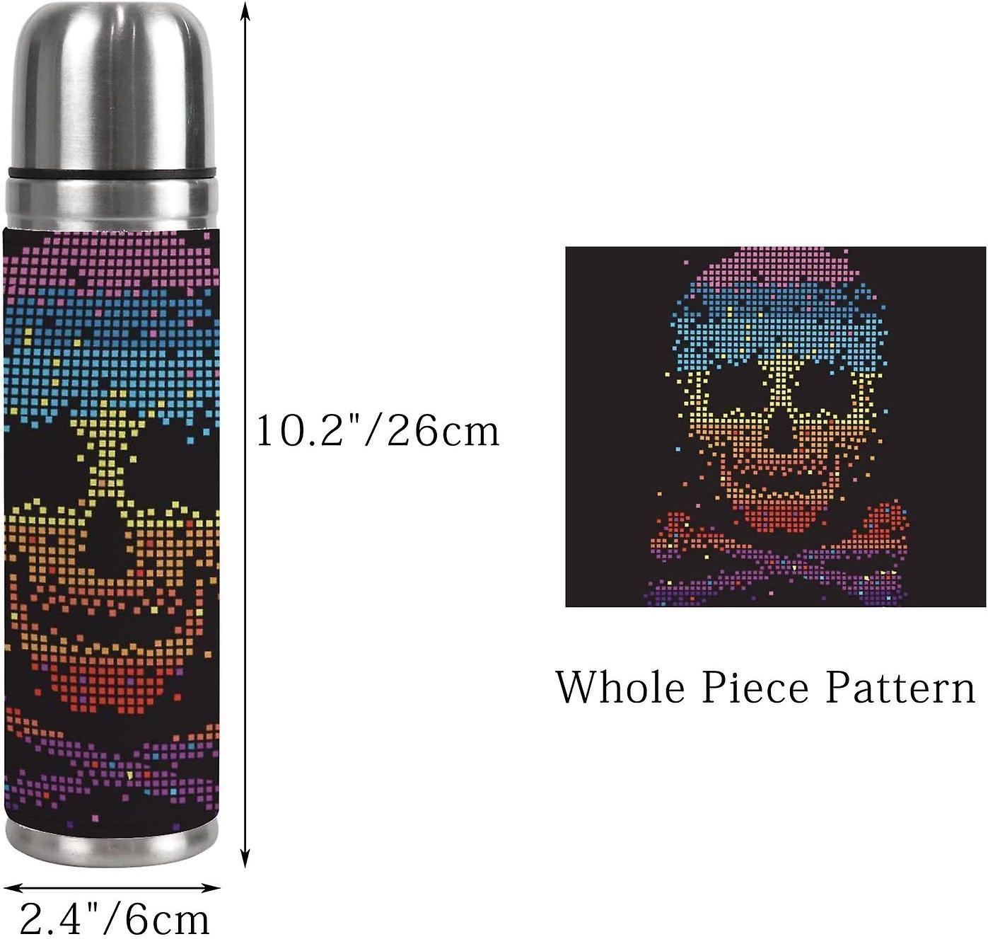 Insulated Mug Stainless Steel Water Bottle Colorful Skull Vacuum Cup Travel Mug For Travel School Office