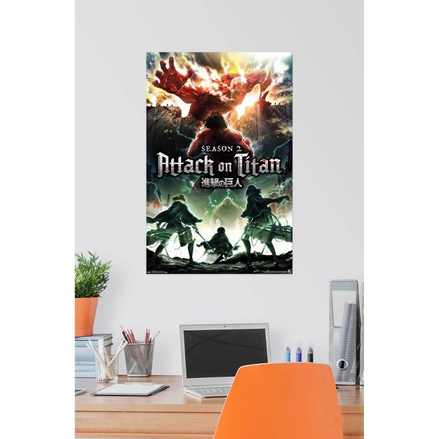 X 34 quot Attack On Titan Season 2 Teaser One Sheet Unframed Wall Poster Print Trends International