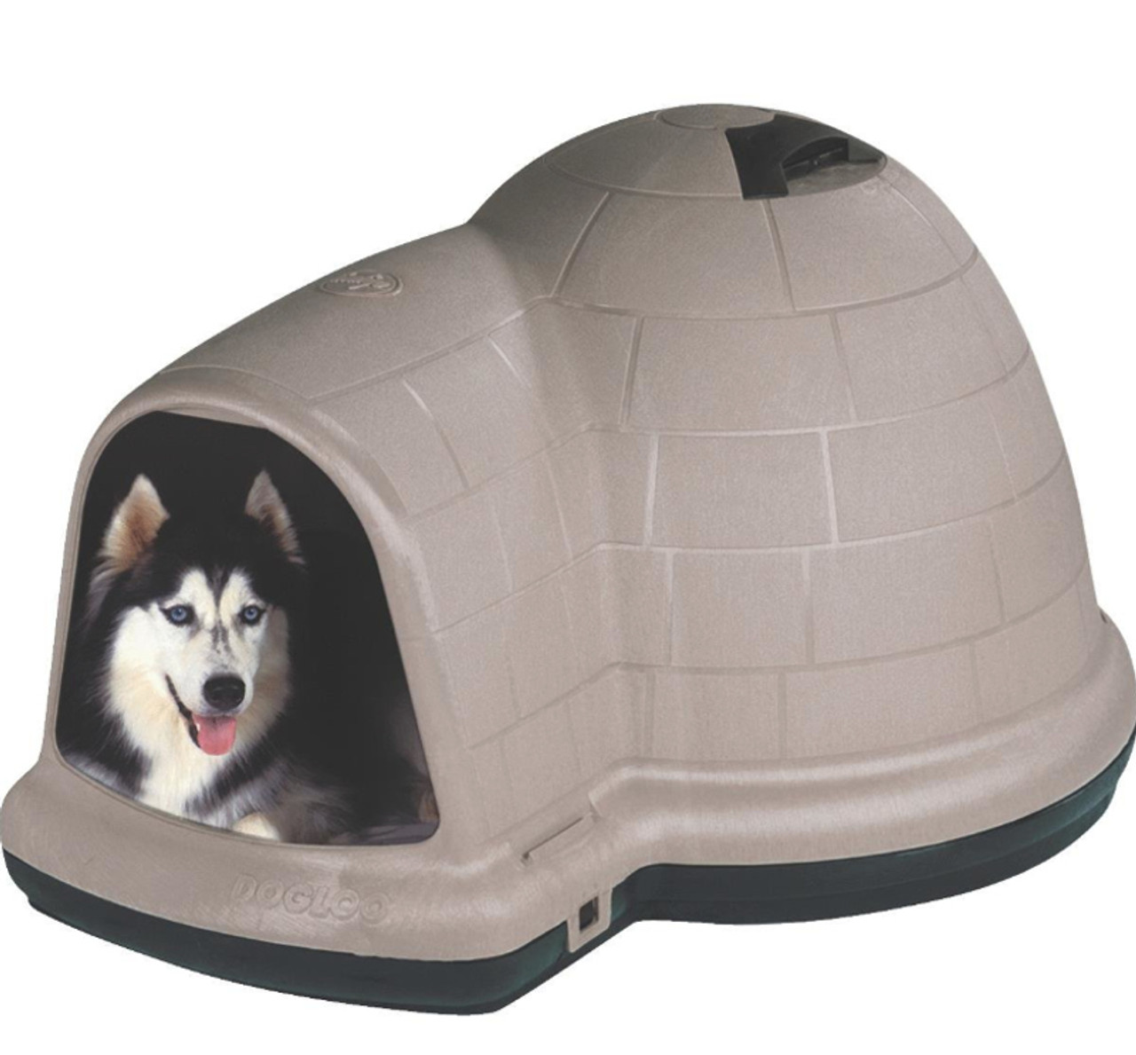 Petmate Indigo Dog House (Igloo Dog House, Made in USA with 90% Recycled Materials, All-Weather Protection Pet Shelter) for Large Dogs 50 to 90 pounds, Made in USA, TAUPE/BLACK