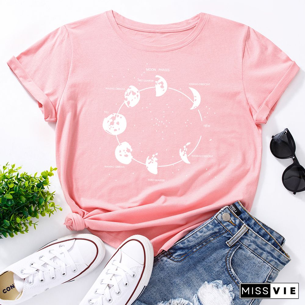 Celestial Moon Phase Cosmos Space T-Shirt Funny ShirtsFor Women Female Graphic Tee Short Sleeve Summer Shirts Tops Shirt Gift