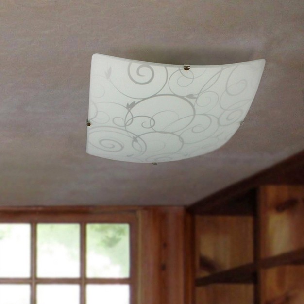 Flushmount Ceiling Light With Scroll Swirl Design White Simple Designs