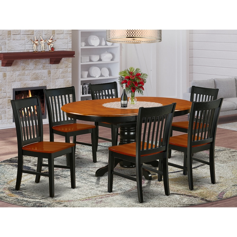 East West Furniture Dining Set Includes an Oval Dining Room Table and Kitchen Chairs  Black   Cherry(Pieces Option)