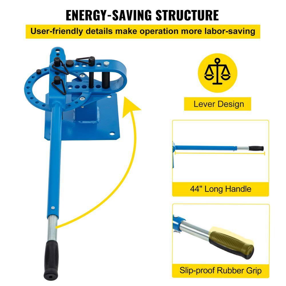 VEVOR 1 in. to 3 in. Manual Pipe Bender 0 to 90 Tube Bender with 7 Dies for HVAC Repair Shops Steel Metal Copper SDWGJ1-3INCH00001V0