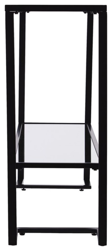 Maklaine Contemporary Tempered Glass Console Table in Black Finish   Transitional   Console Tables   by Homesquare  Houzz