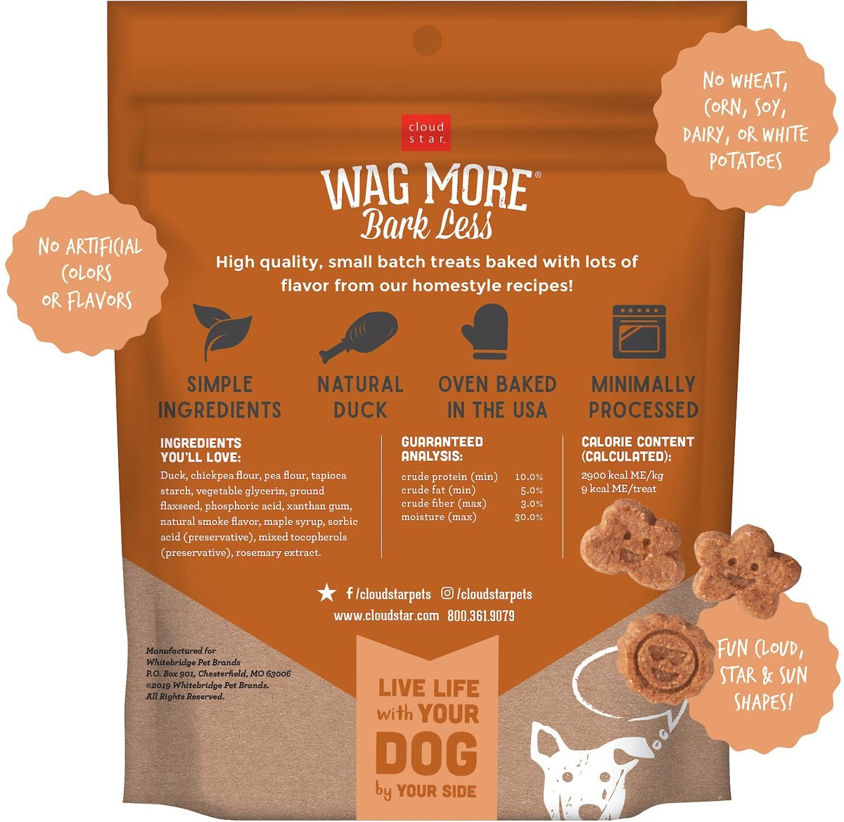 Cloud Star Wag More Bark Less Soft Chews with Savory Duck Grain-Free Dog Treats