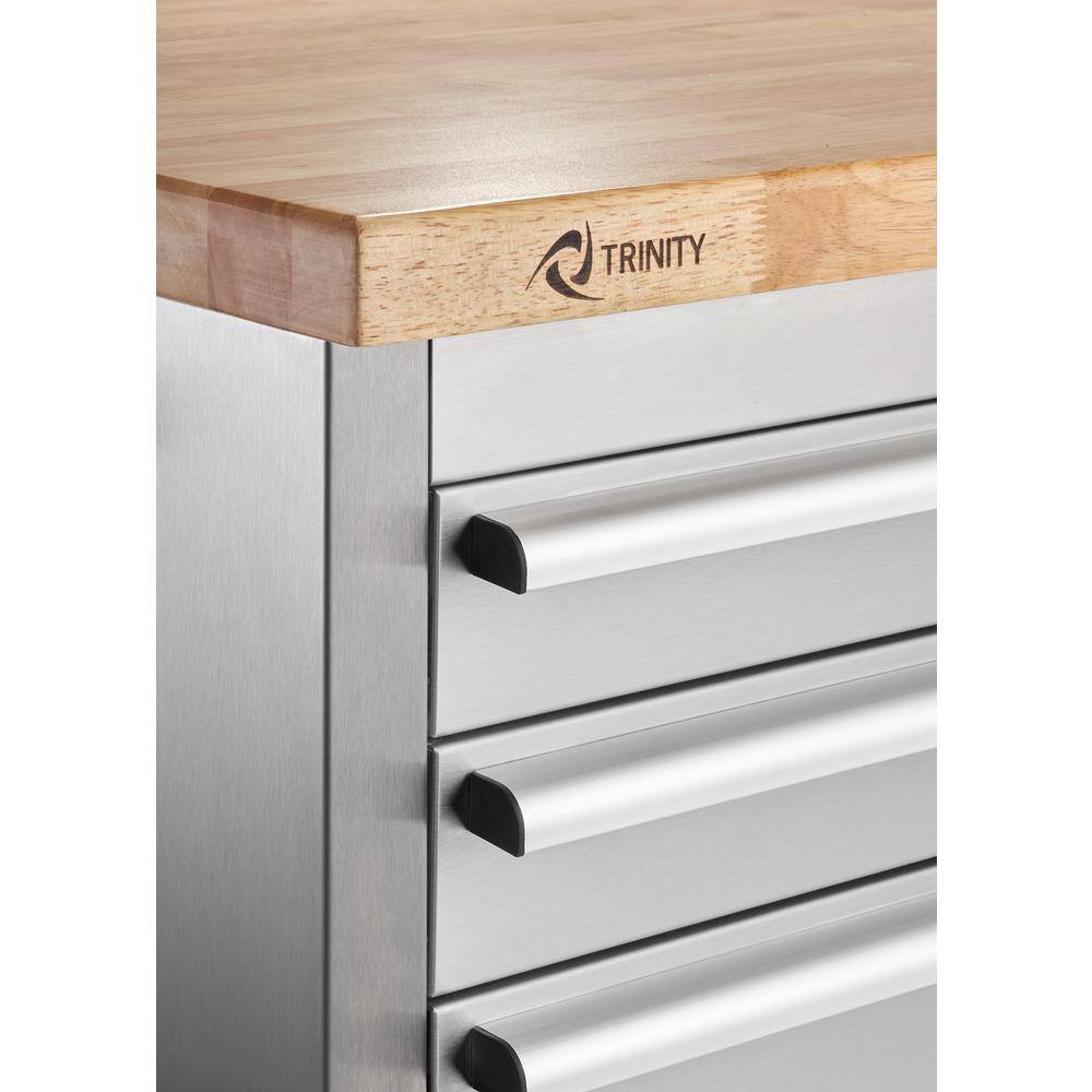 TRINITY 4 ft. 7-Drawer Stainless Steel Workbench with Storage TLS-4815