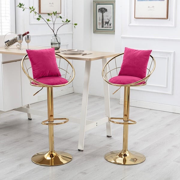 JASIWAY Unique Design Velvet Bar Stools with Footrest (Set of 2)