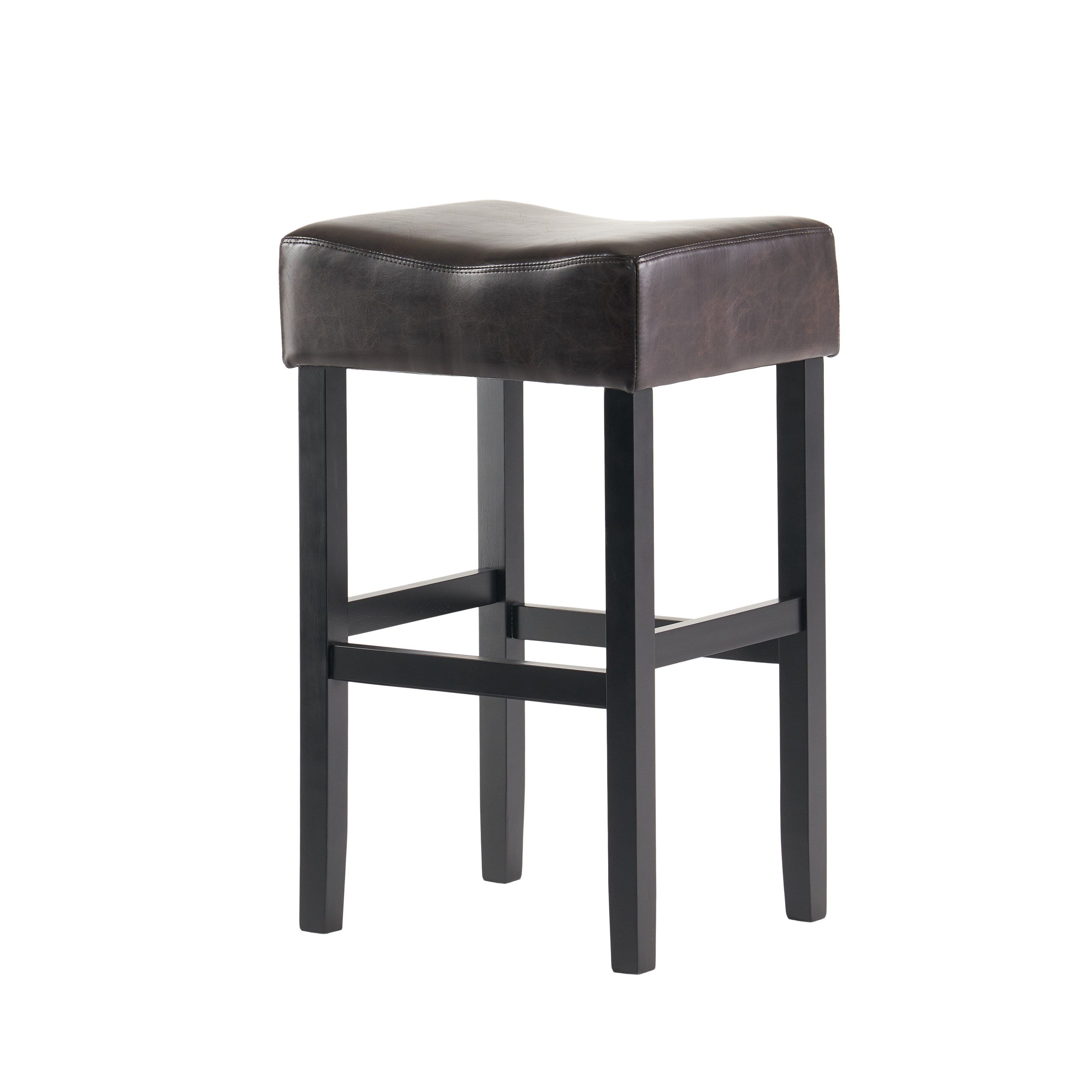 Adler 30-Inch Brown Leather Backless Bar Stool (Set of 2)