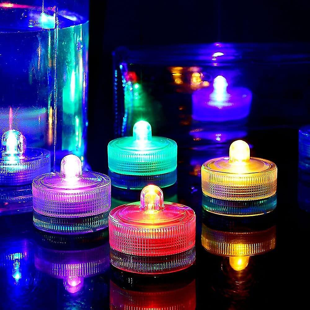 24pack Waterproof Round Mini Led Tea Lights Underwater Lights For Wedding Home Party Vase Festival Valentine's Day Decoration