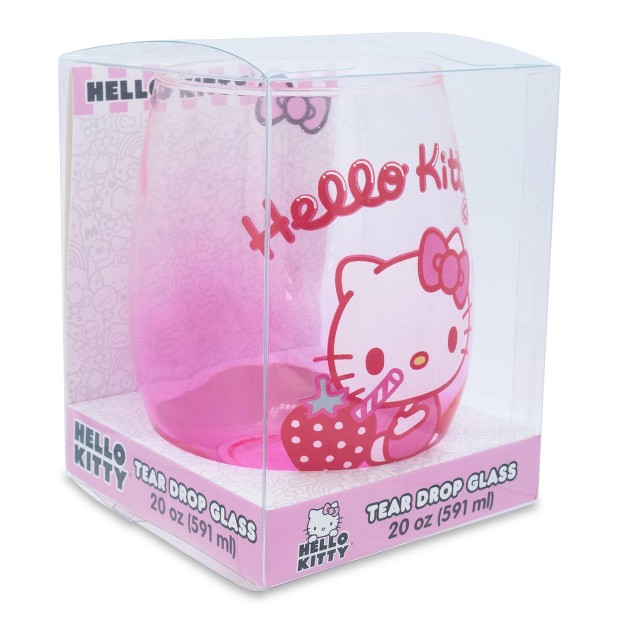 Silver Buffalo Sanrio Hello Kitty Strawberry Sip Stemless Wine Glass Holds 20 Ounces