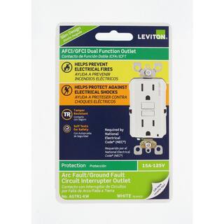 Leviton 15 Amp 125-Volt Duplex Self-Test SmartlockPro Tamper Resistant AFCIGFCI Dual Function Outlet White R92-AGTR1-0KW