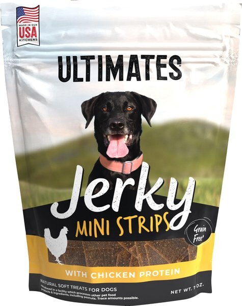 Ultimates Mini Strips Chicken Flavored Dog Jerky， 7-oz bag